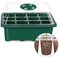 LWAN3 Caja de semillero de plantas de 12 agujeros- bandeja de plástico transpirable para iniciar semillas con tapa- kit…